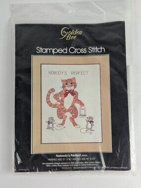 Golden Bee Nobody's Perfect Cross Stitch Kit #20205 Cat & Mouse NEW